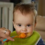 child, vegetable pap, power supply